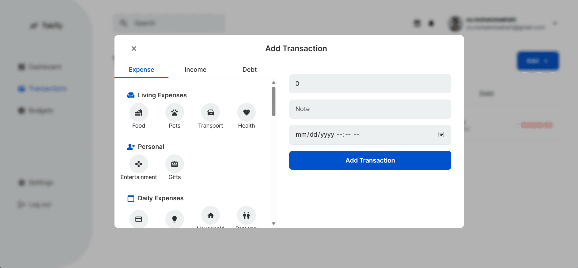 Add Transaction to Takify